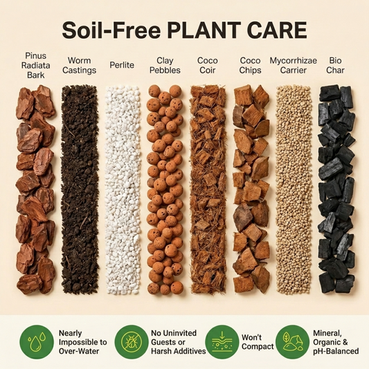 Bark, coco chips and perlite, the airy mix a snake plant cutting should be potted into