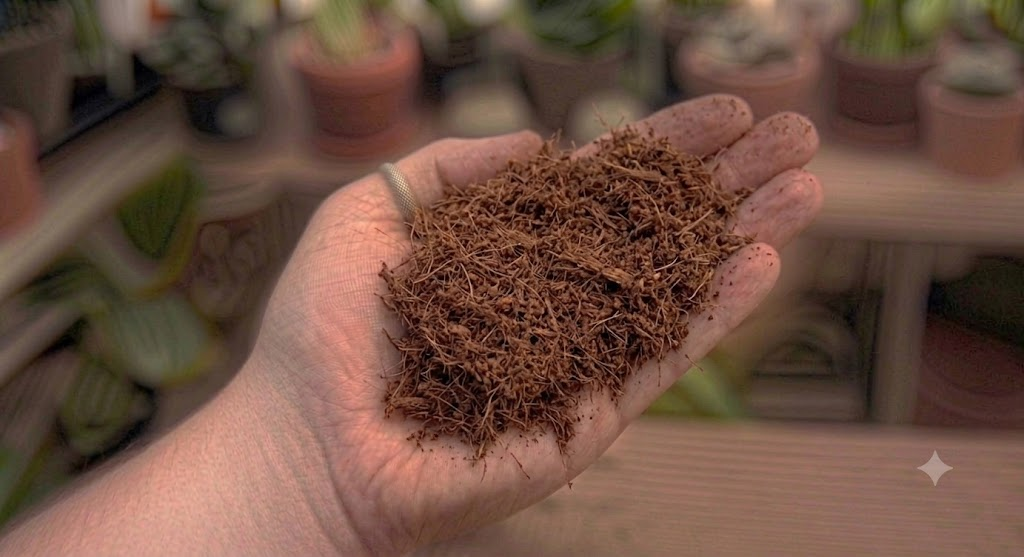 Coco coir, the moisture buffer in a calathea mix