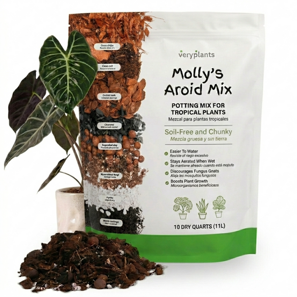 Molly's Aroid Mix bag: chunky fir bark, perlite, and coco coir blend for Monstera, Philodendron, and tropical aroids